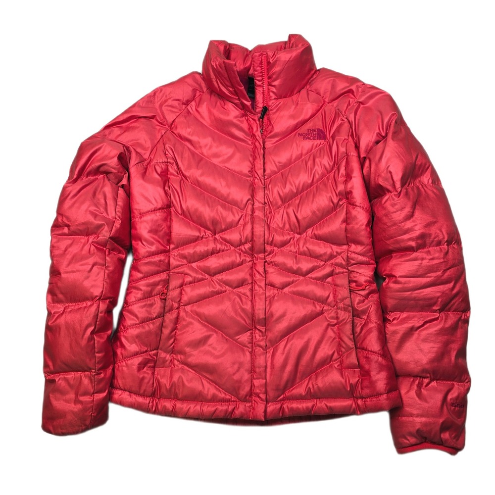 The North Face Down Puffer Jacket Womens Small Coral Pink Peach Quilted 550 Fill